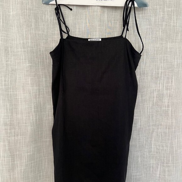 Reformation Aubree Linen Dress Black - Size XL - Picture 5 of 7